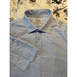TM Lewin Non Iron Dress Shirt French Cuff Regular Fit Two Fold Cotton Oxford